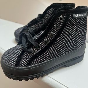 Superga Kids Alpine Velvet Glitter Herringbone High Top Sneakers
